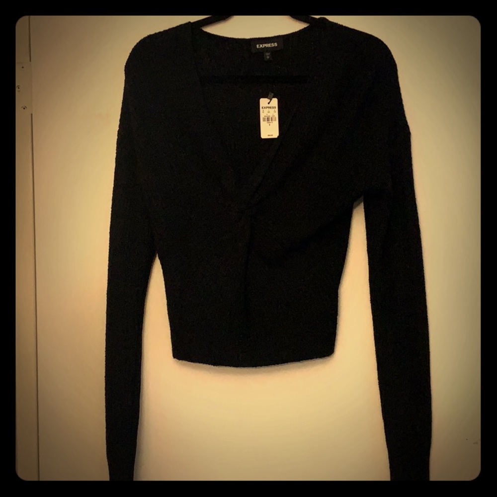 Express NWT black twist front knit sweater S